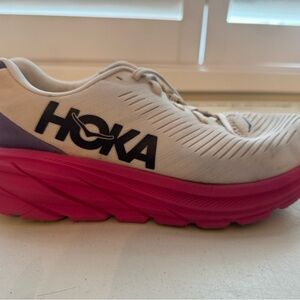 Hoka Women's One One White and Pink Athletic Shoes